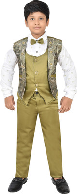 KIDSWINGS Boys Wedding Shirt, Waistcoat and Pant Set(Green Pack of 1)