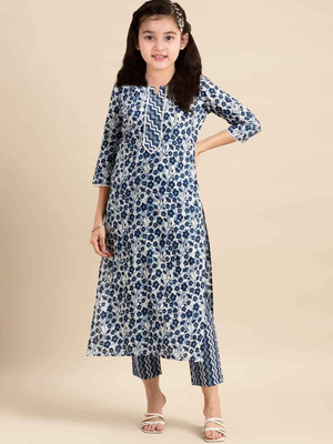 ROSMEAN Girls Formal Kurta and Trouser Set(Blue Pack of 1)