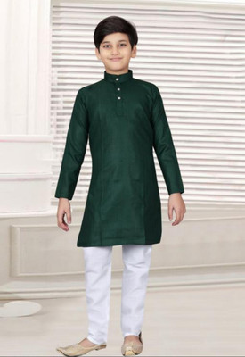 Ganesh Creation GC Boys Festive & Party Kurta and Pyjama Set(Green Pack of 1)
