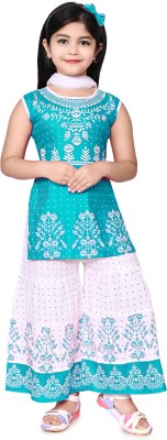 NISSAN CREATIONS Girls Casual Kurta and Palazzo Set(Dark Blue Pack of 1)