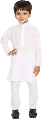 MAHARAJA Boys Festive & Party Kurta and Pyjama Set(White Pack of 1)