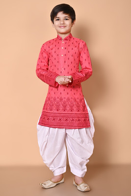 NFC CREATION Boys Festive & Party, Wedding Kurta and Patiala Set(Orange Pack of 1)