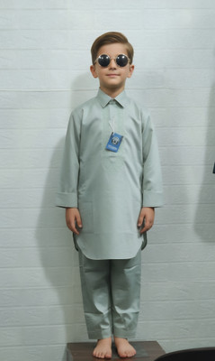 KGN Boys Festive & Party Pathani Suit Set(Green Pack of 1)