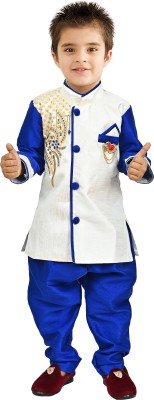 Bright Garments Dresses Boys Festive & Party Sherwani and Churidar Set(Blue Pack of 1)