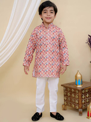 Superminis Boys Festive & Party Kurta and Pyjama Set(Maroon Pack of 1)