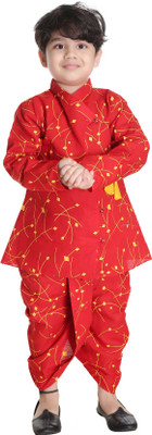 Smuktar garments Boys Wedding Dhoti & Kurta Set(Red Pack of 1)
