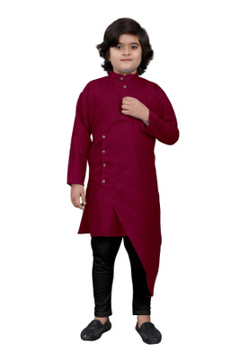 click n buy Boys Festive & Party Kurta and Pyjama Set(Maroon Pack of 1)