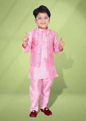 Bright Garments Dresses Boys Festive & Party Kurta and Pyjama Set(Pink Pack of 1)