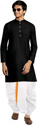 VividStyle Boys Festive & Party Kurta and Dhoti Pant Set(Black Pack of 1)