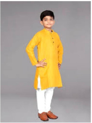 VC FASHION HUB Baby Boys Festive & Party Kurta and Pyjama Set(Yellow Pack of 1)