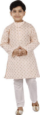 Smuktar garments Boys Casual, Festive & Party Kurta and Pyjama Set(Orange Pack of 1)