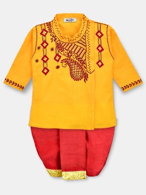 La Petite Baby Boys Festive & Party Dhoti & Kurta Set(Maroon Pack of 1)