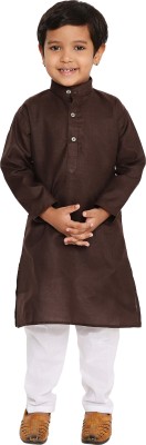 MAHARAJA Boys Festive & Party Kurta and Pyjama Set(Brown Pack of 1)