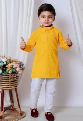 ONLINE COLLETION Baby Boys Festive & Party Kurta and Pyjama Set(White Pack of 1)