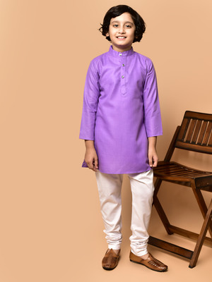 PRINTCULTR Boys Festive & Party Kurta and Pyjama Set(Purple Pack of 2)
