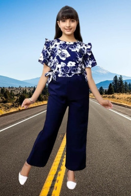 LEERUKA Girls Casual Kurta and Palazzo Set(Blue Pack of 1)