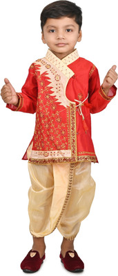 BAPPI FASHION Boys Festive & Party Dhoti & Kurta Set(Red Pack of 1)