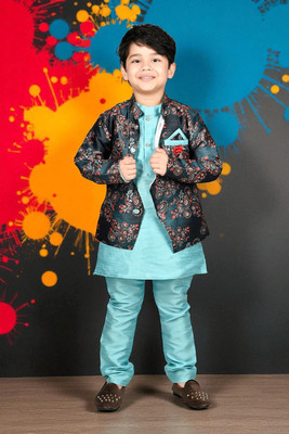 Smuktar garments Baby Boys Casual, Festive & Party, Wedding Kurta, Waistcoat and Pyjama Set(Multicolor Pack of 1)