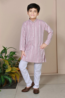 BT DEZINES Boys Festive & Party Kurta and Pyjama Set(Purple Pack of 1)