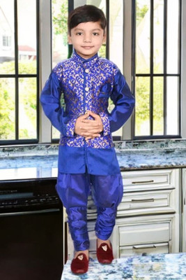 FG FASHION Baby Boys Festive & Party Kurta and Dhoti Pant Set(Blue Pack of 1)