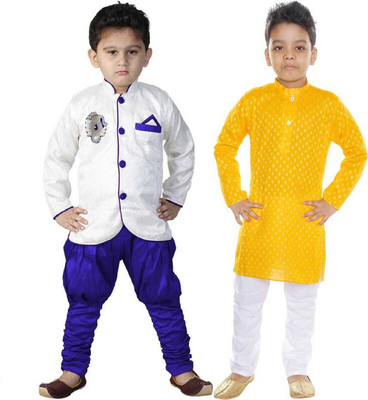 Born Wear Boys Festive & Party Kurta and Pyjama Set(Multicolor Pack of 2)