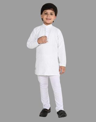 Qitty Boys Festive & Party, Wedding Kurta and Pyjama Set(White Pack of 1)
