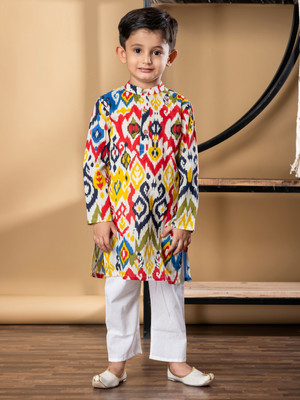 Readiprint Boys Festive & Party Kurta and Pyjama Set(Red Pack of 1)