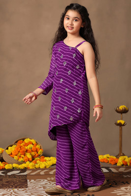 Tasrika Girls Festive & Party Dhoti & Kurta Set(Purple Pack of 1)