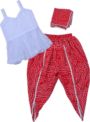 MVD Fashion Girls Festive & Party Dhoti & Kurta Set(White Pack of 1)