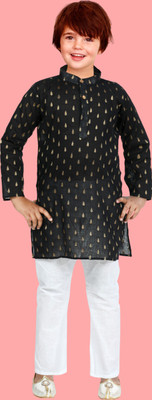 HouseOfCommon Baby Boys Festive & Party Kurta and Pyjama Set(Black Pack of 1)