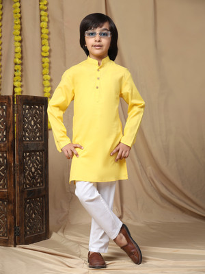 SKAVIJ Boys Festive & Party Kurta and Pyjama Set(Gold Pack of 1)