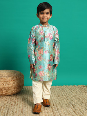 Readiprint Boys Festive & Party Kurta and Pyjama Set(Blue Pack of 1)