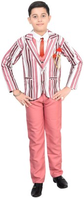 SAcollectoion Boys Festive & Party, Wedding Shirt, Waistcoat and Pant Set(Pink Pack of 1)