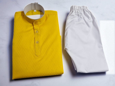 seetoo Boys Festive & Party Kurta and Pyjama Set(Yellow Pack of 1)
