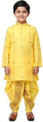 sahil collection Boys Festive & Party Dhoti & Kurta Set(Yellow Pack of 1)