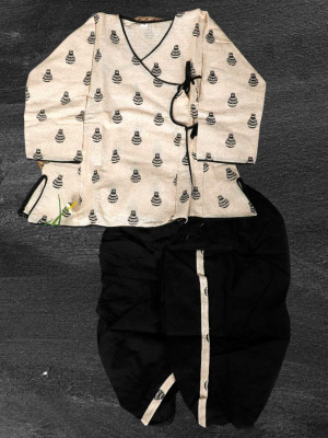 ANNA Baby Boys Festive & Party Dhoti & Kurta Set(Black Pack of 1)