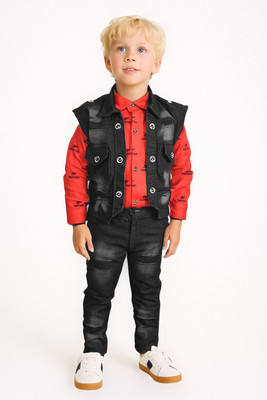 Kidzarea Boys Wedding Shirt, Waistcoat and Pant Set(Red Pack of 1)