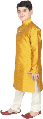 SG YUVRAJ Boys Festive & Party Kurta and Pyjama Set(Yellow Pack of 1)
