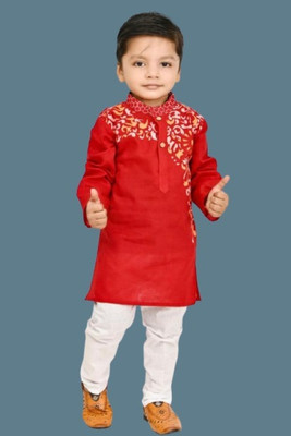 R KAY FASHIONS Boys Festive & Party Kurta and Pyjama Set(Red Pack of 2)