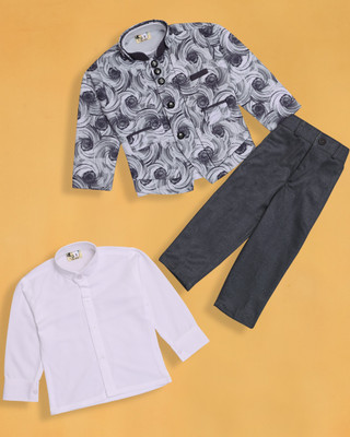 SPT Baby Boys Festive & Party Blazer, Shirt and Trouser Set(Grey Pack of 3)