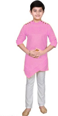 DEIANA'S Boys Festive & Party Kurta and Pyjama Set(Pink Pack of 1)
