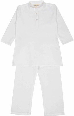 little ginnie Boys Festive & Party Kurta and Pyjama Set(White Pack of 1)