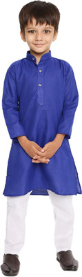 MAHARAJA Boys Festive & Party Kurta and Pyjama Set(Dark Blue Pack of 1)