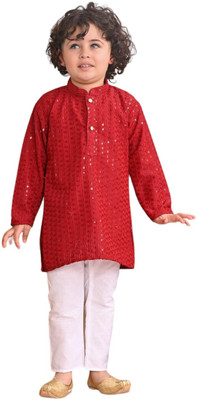 Kidzarea Boys Festive & Party Kurta and Pyjama Set(Red Pack of 1)