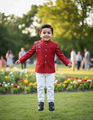 S.K.M Garments Boys Festive & Party Kurta and Pyjama Set(Red Pack of 1)