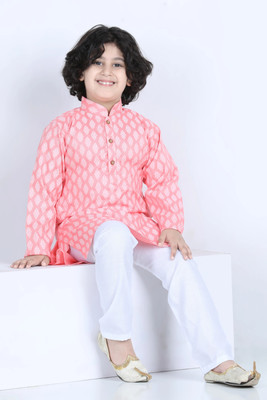AJ Dezines Boys Festive & Party Kurta and Pyjama Set(Pink Pack of 1)