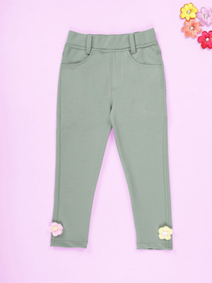 KiddoPanti Jegging For Girls(Green, Pack of 1)