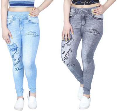 Nios Fashion Jegging For Girls(Multicolor, Pack of 2)