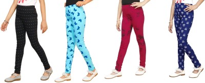 French Kleider Indi Legging For Girls(Blue Pack of 4)