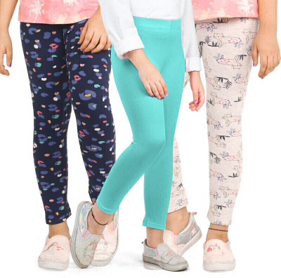 Ariel Legging For Girls(Blue Pack of 3)